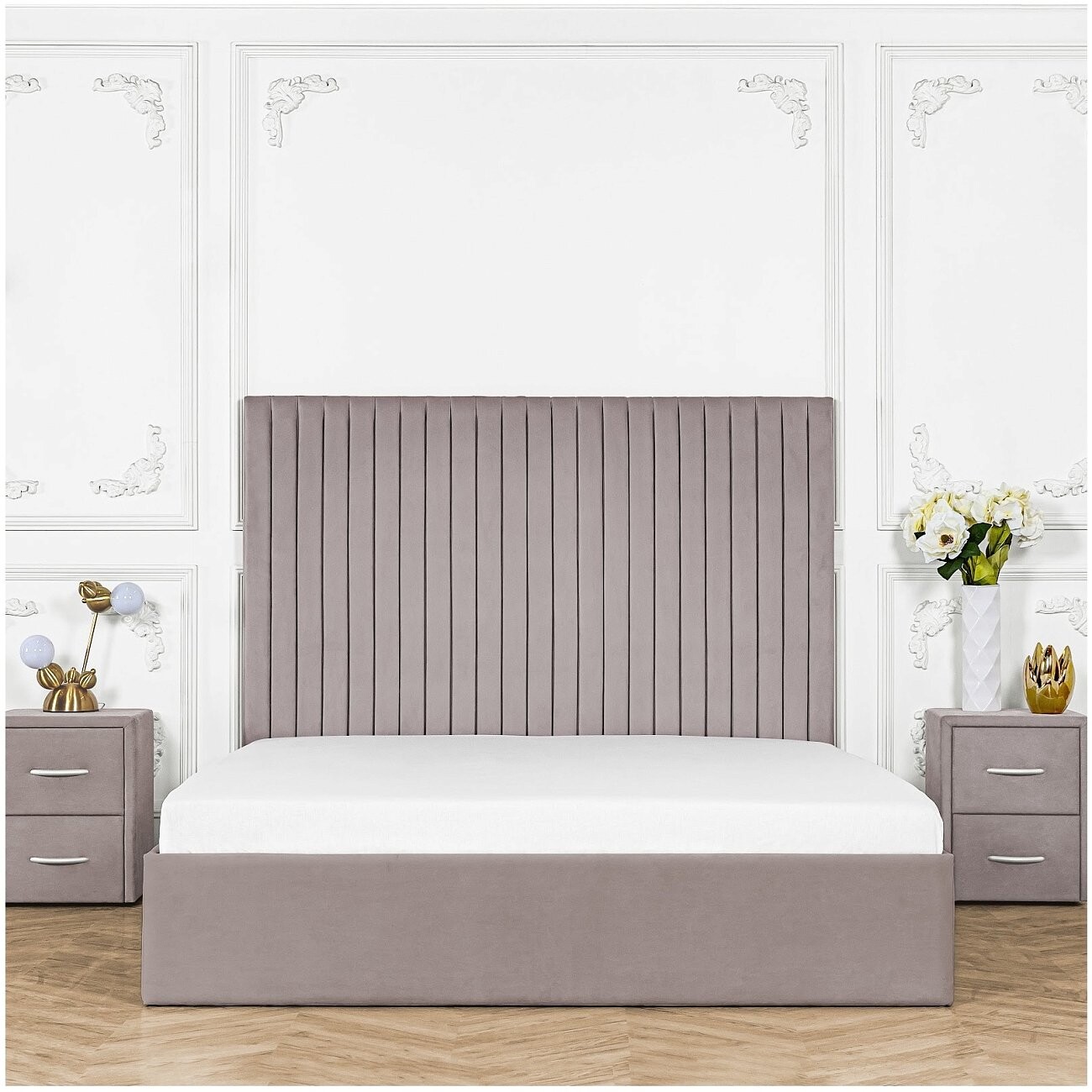 Кровать двуспальная с подъемным механизмом и ящиком для белья 160х200 мокко Amore - изображение 7