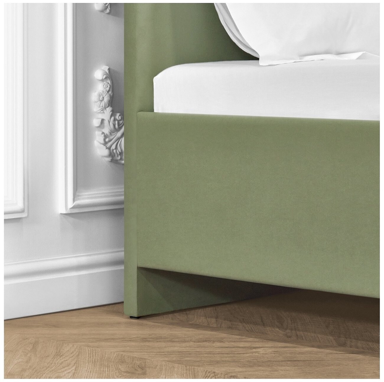 Кровать двуспальная с ортопедическим основанием и высокими ножками 160х200 светло-зеленый Сканди - изображение 10