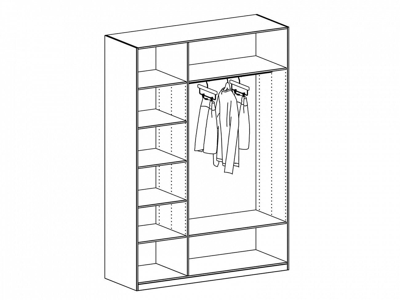 высота штанги для одежды в детском шкафу