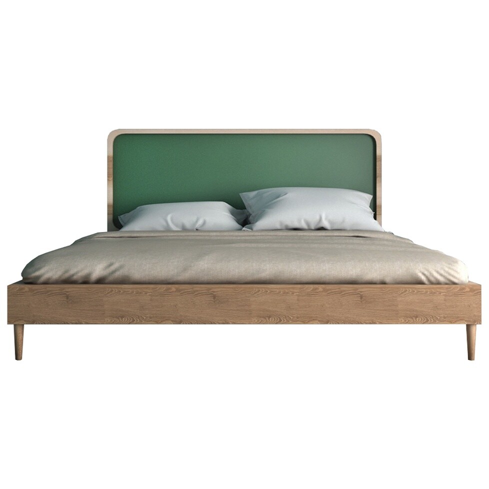 Кровать двуспальная деревянная 180х200 см зеленая Ellipse