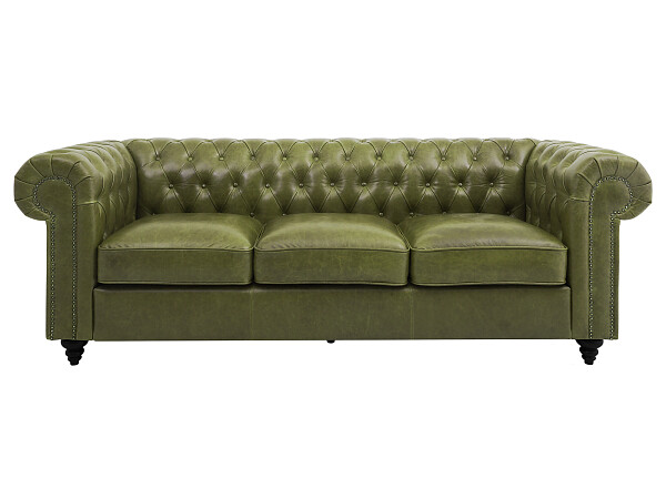 Диван Chester Classic трехместный прямой оливковый, черные ножки - изображение 1