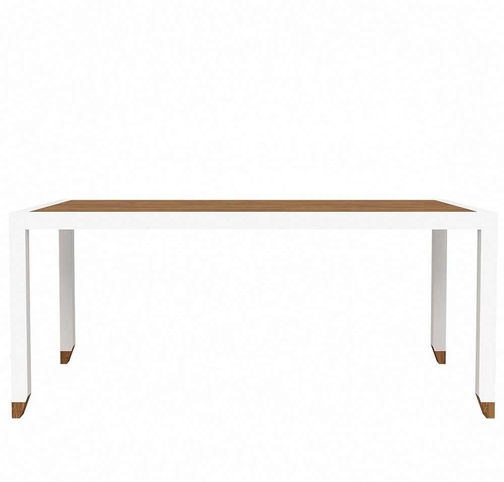 Обеденный стол белый прямоугольный с деревянным топом 180 см Arnika