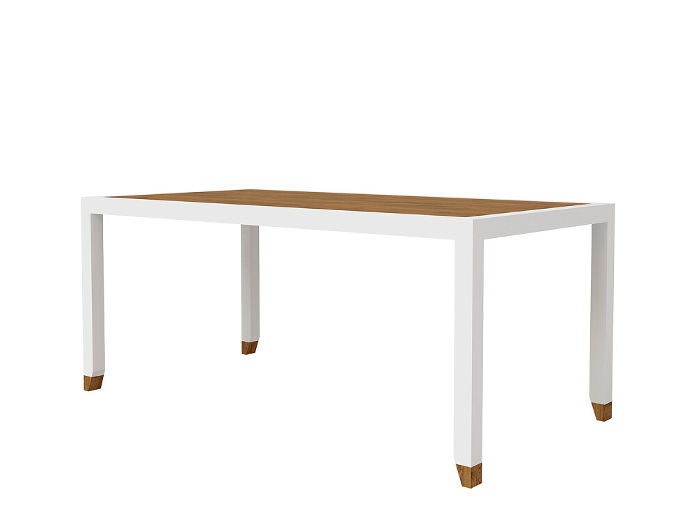 Обеденный стол белый прямоугольный с деревянным топом 180 см Arnika