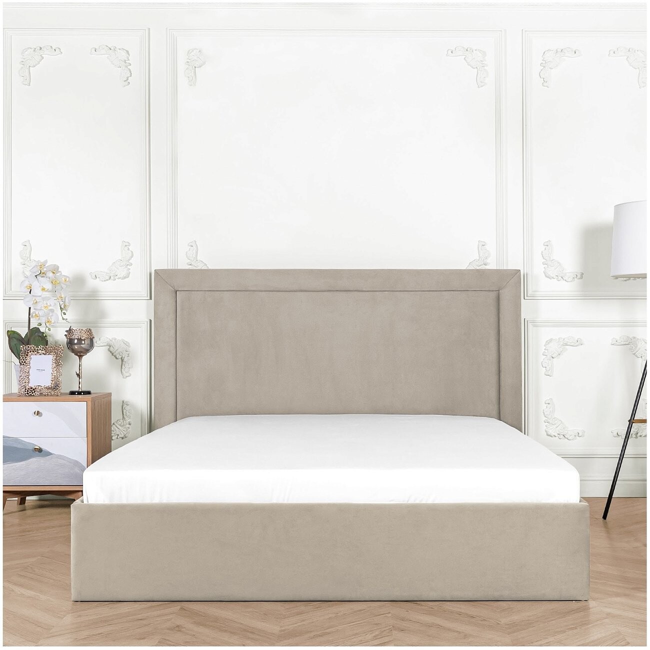 Кровать евро с подъемным механизмом и ящиком для белья 200х200 бежевая Мелисса - изображение 7