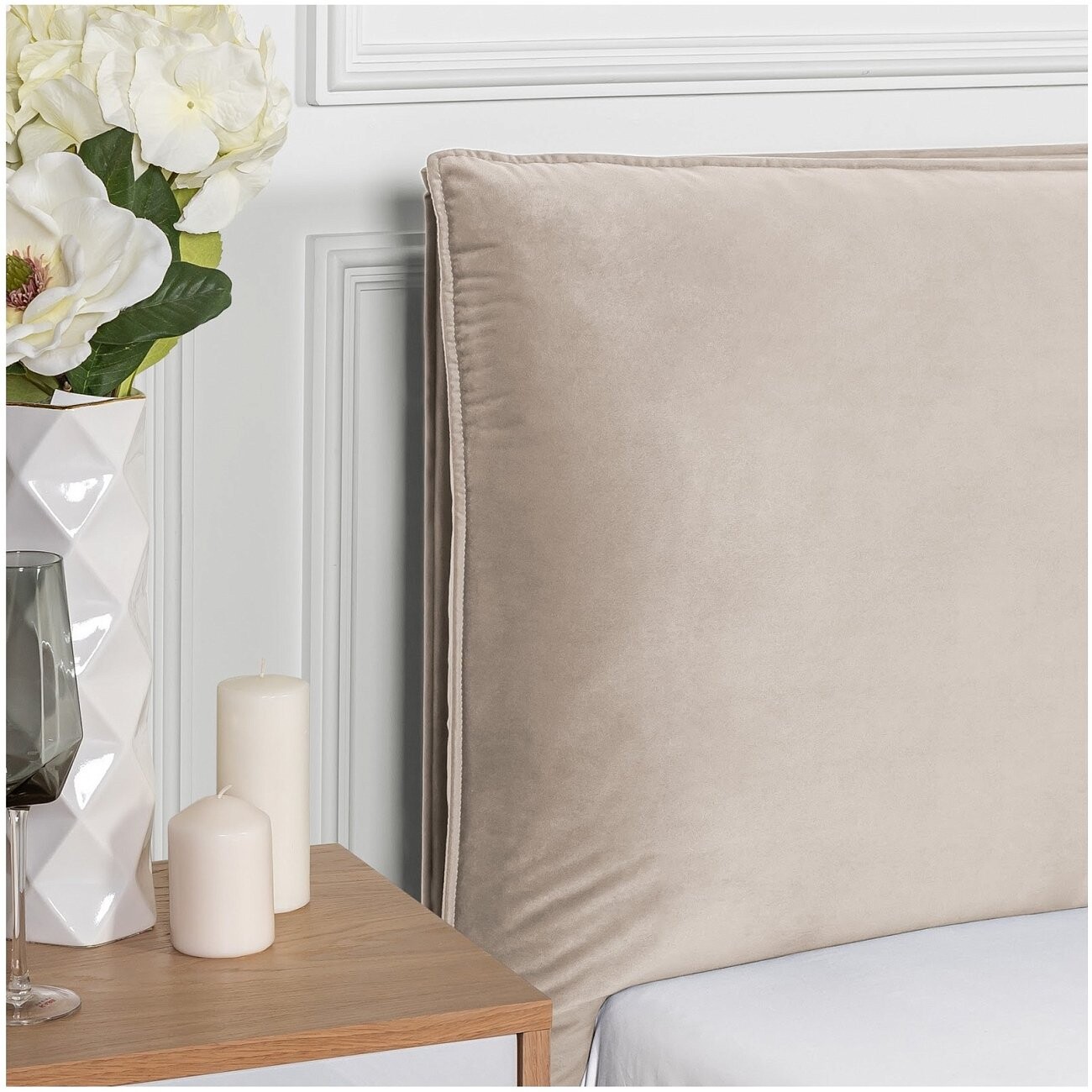 Кровать евро с подъемным механизмом и ящиком для белья 200х200 кремовая Эстетика - изображение 4