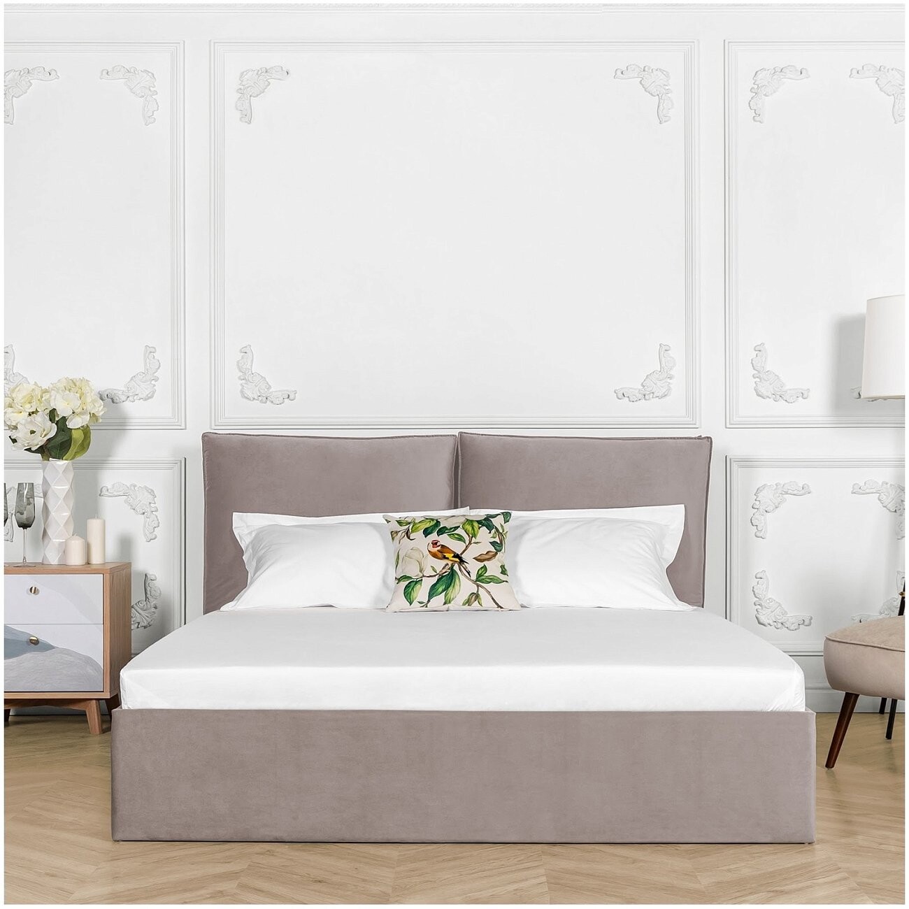 Кровать евро с подъемным механизмом и ящиком для белья 200х200 мокко Эстетика - изображение 5