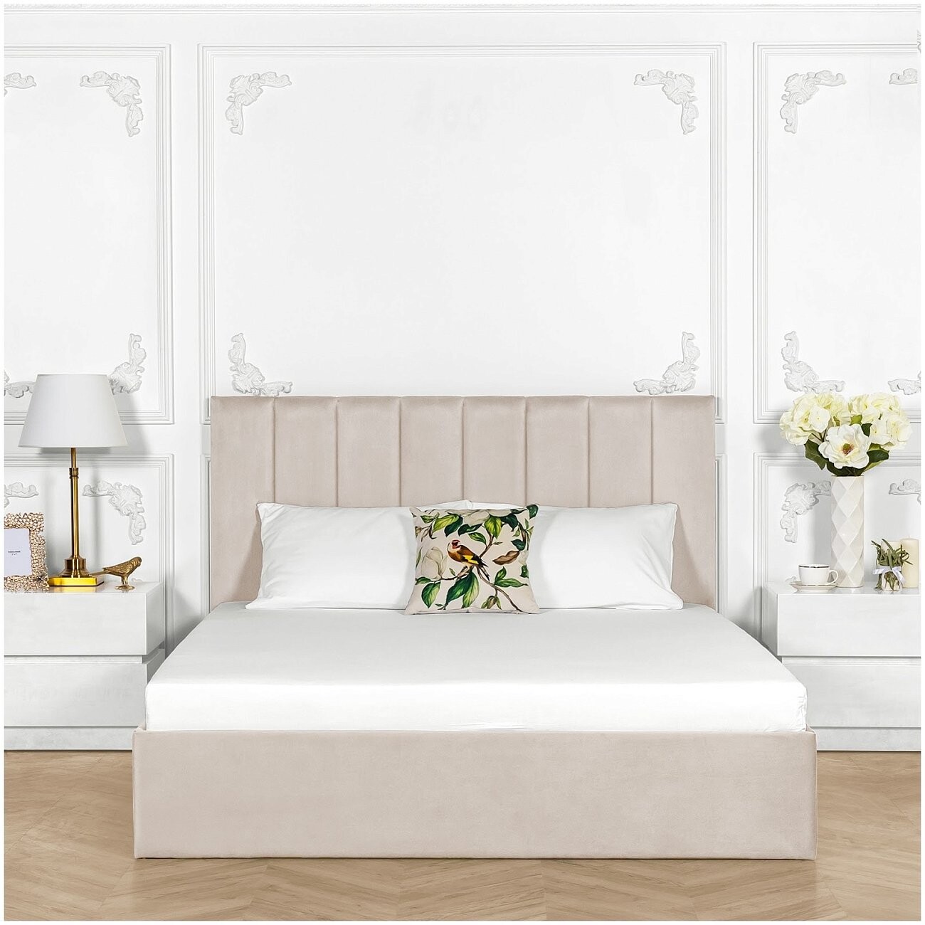 Кровать полутораспальная с подъемным механизмом и ящиком для белья 120х200 кремовая Вега - изображение 5