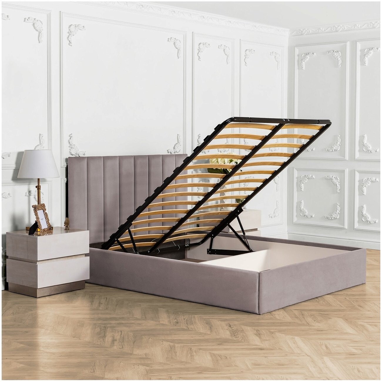 Кровать полутораспальная с подъемным механизмом и ящиком для белья 120х200 мокко Вега - изображение 3