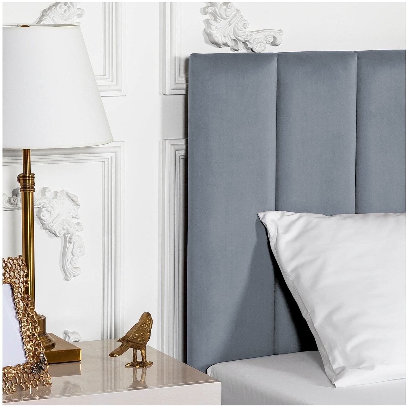 Кровать полутораспальная с подъемным механизмом и ящиком для белья 120х200 серо-голубая Вега - изображение 4