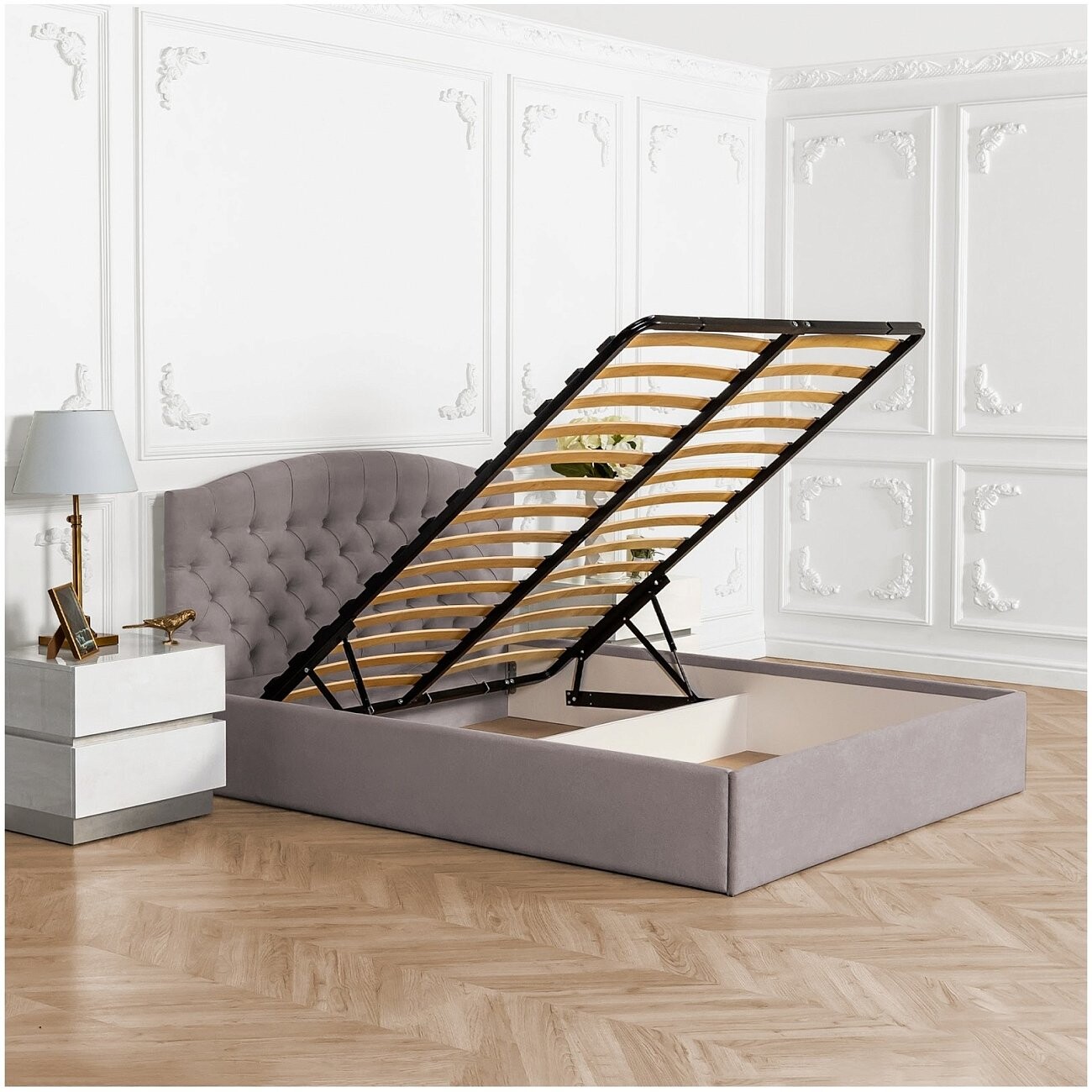 Кровать полутораспальная с подъемным механизмом и ящиком для белья 140х200 мокко Грация - изображение 3