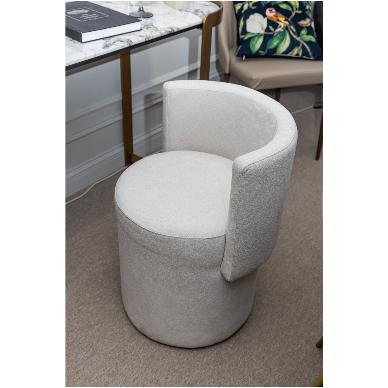 Пуфик круглый со спинкой белый BLANCHE - изображение 3