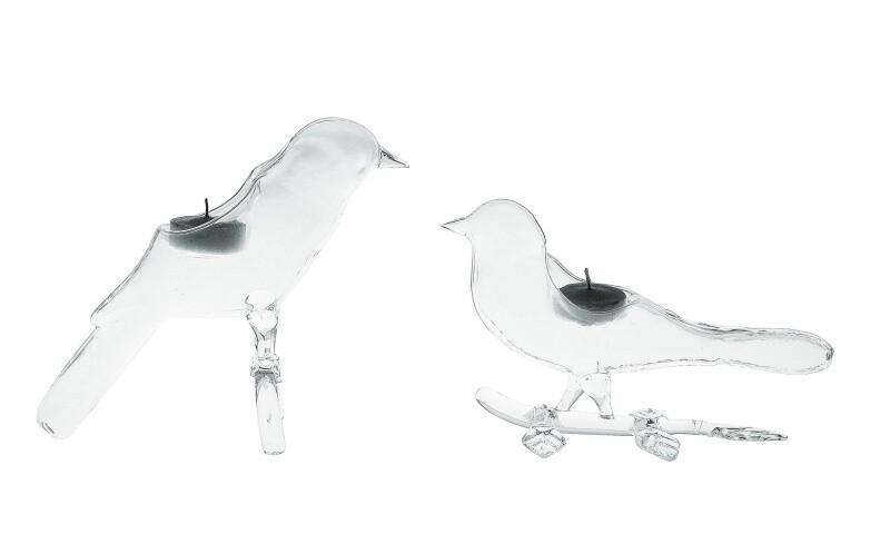 Подсвечник стеклянный прозрачный Bird-Boy on Branch - изображение 2