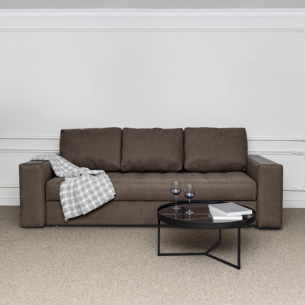 Диван прямой раскладной трехместный коричневый "Бостон" - изображение 1