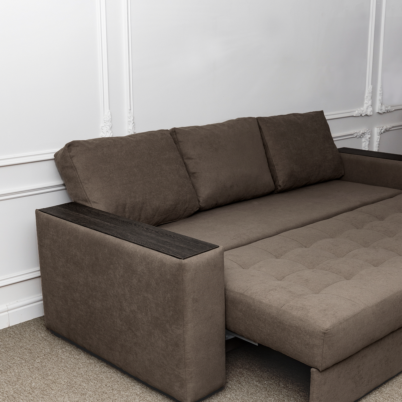 Диван прямой раскладной трехместный коричневый "Бостон" - изображение 3