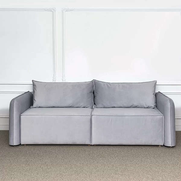 Диван прямой раскладной двухместный серый "Софт" - изображение 1