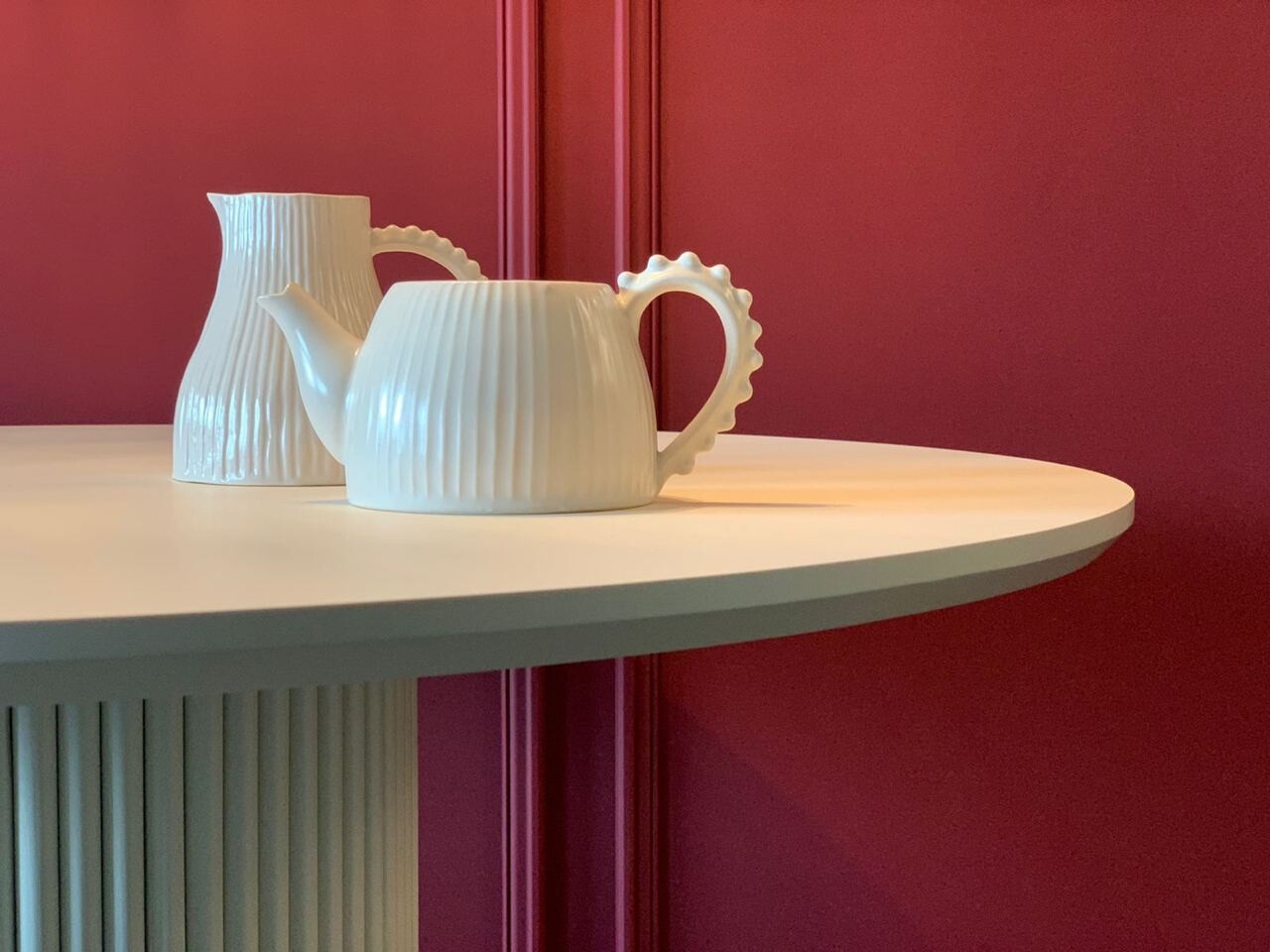 Стол обеденный круглый 80 см Керамика белый Оливер - изображение 2