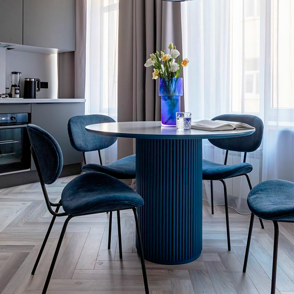 Стол обеденный круглый 80 см Керамика серо-синий Оливер - изображение 1