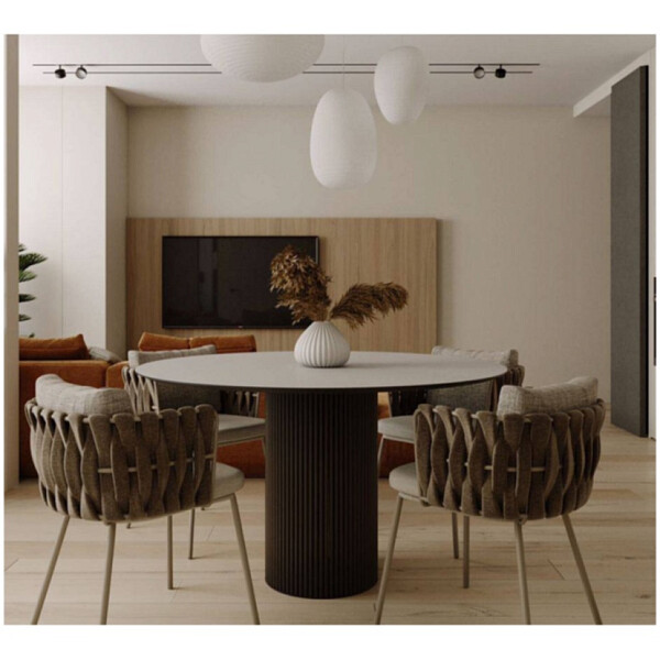 Стол обеденный круглый 120 см HPL серо-коричневый Оливер - изображение 1