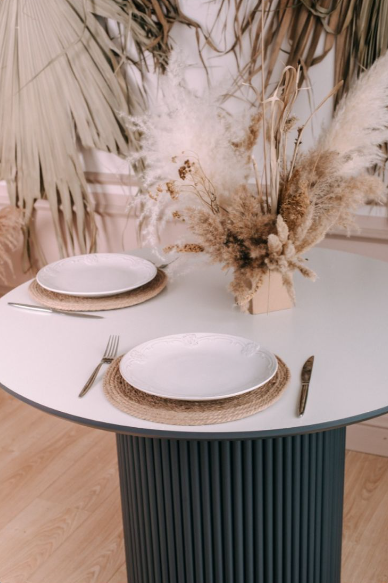 Стол-трансформер обеденный круглый 120(150) см шпон белый, графит Оливер - изображение 2