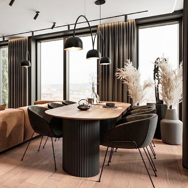 Стол-трансформер обеденный овальный 200(230)x100 см шпон бежевый, графит Оливер - изображение 1