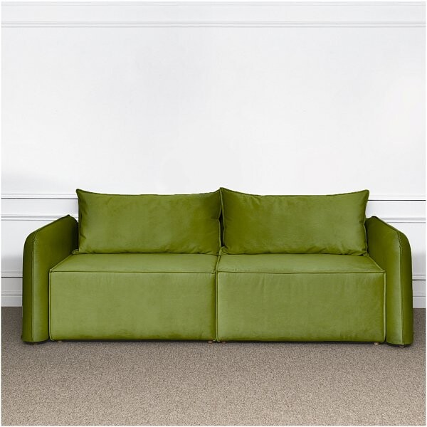 Диван прямой раскладной двухместный зеленый "Софт" - изображение 1