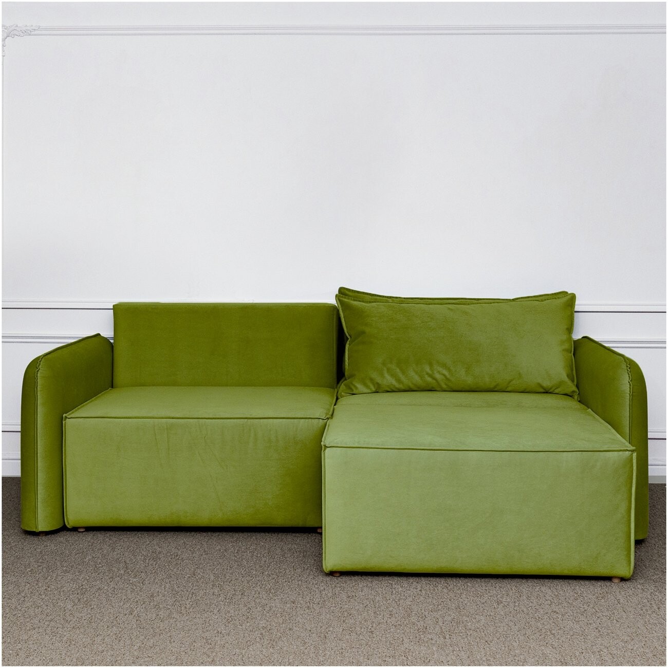 Диван прямой раскладной двухместный зеленый "Софт" - изображение 4