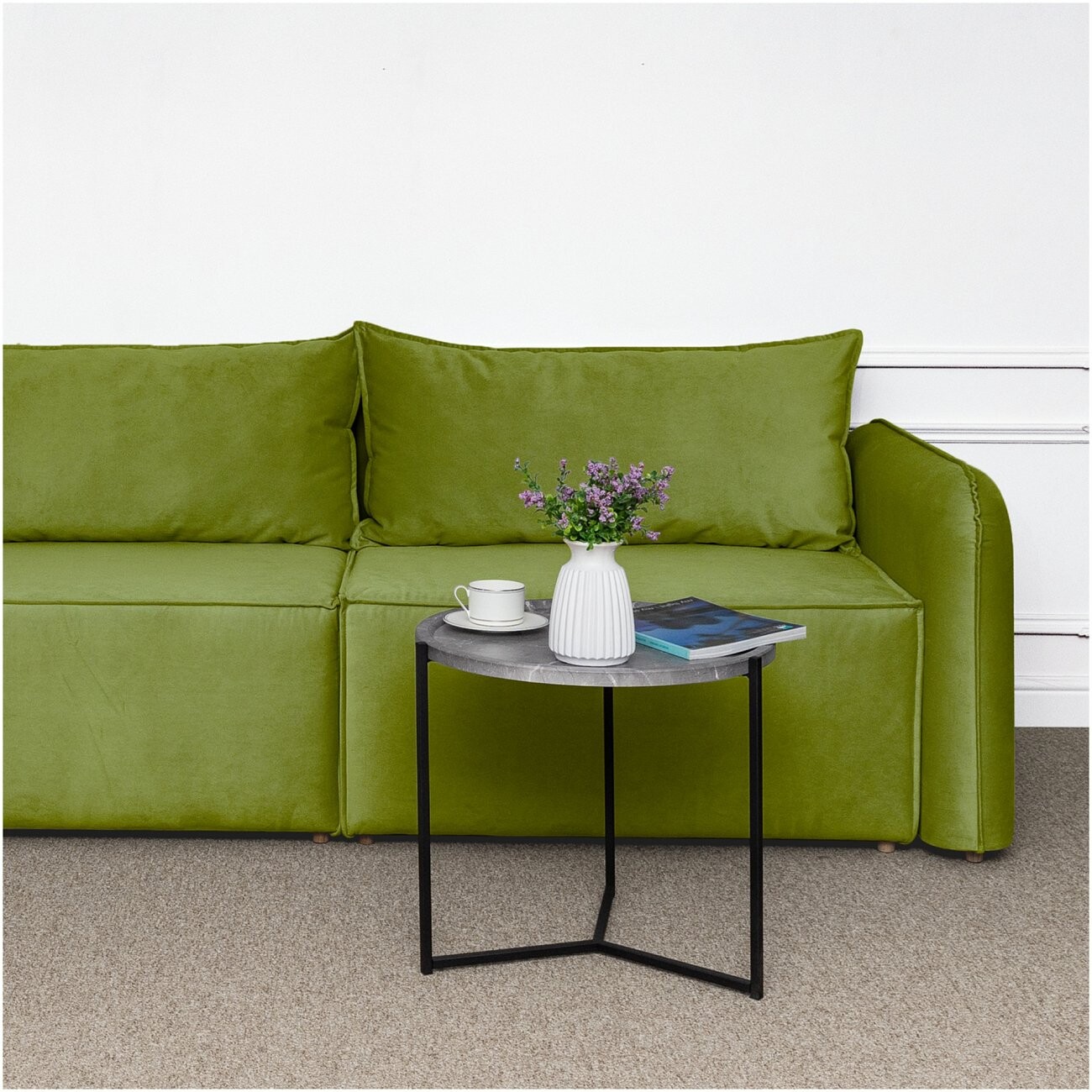 Диван прямой раскладной двухместный зеленый "Софт" - изображение 5