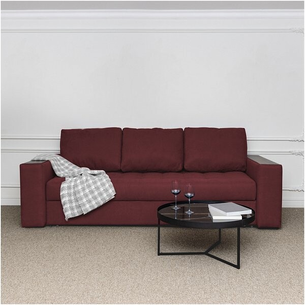 Диван прямой раскладной трехместный бордовый "Бостон" - изображение 1