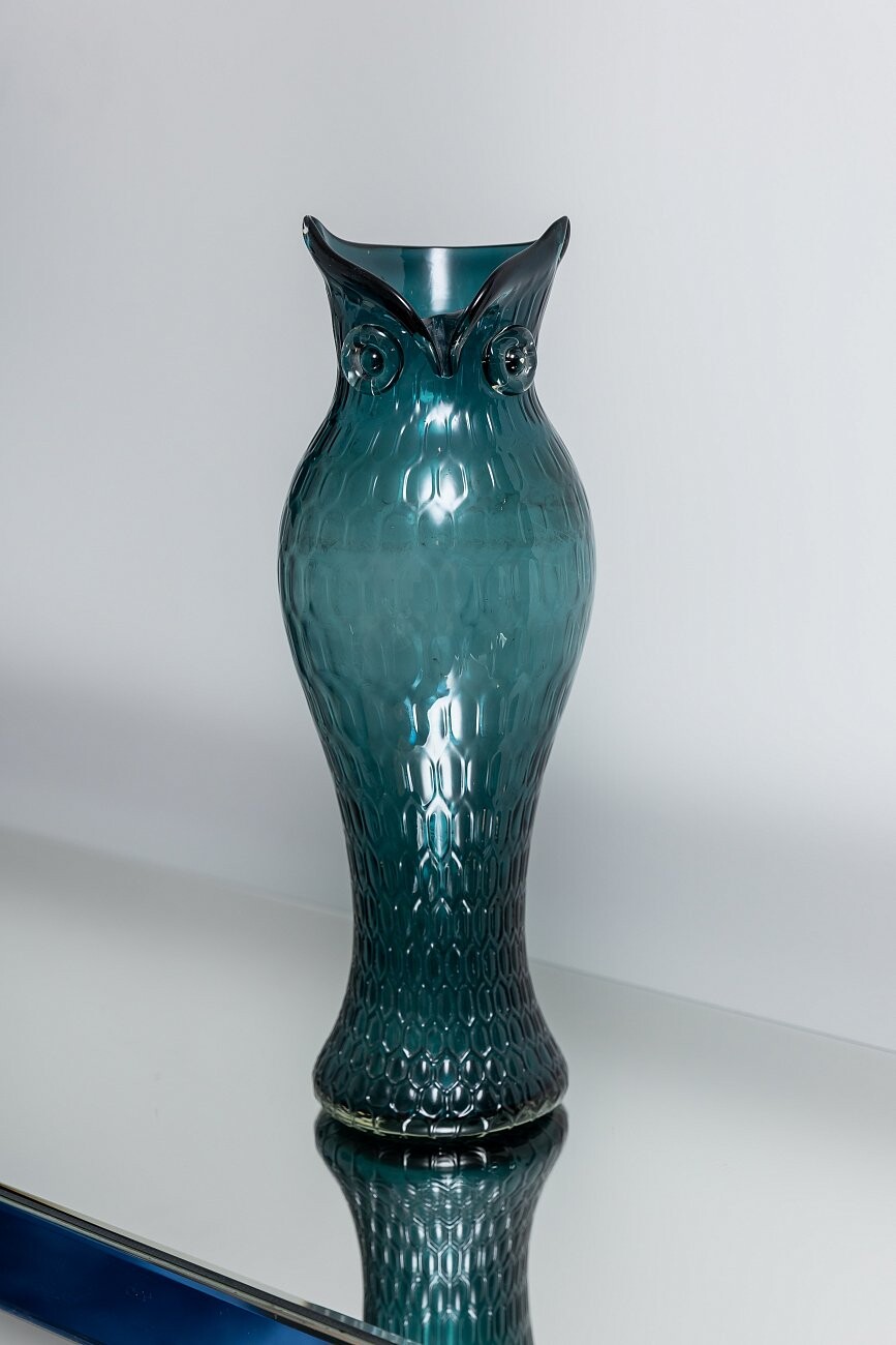 Ваза стеклянная синяя Eagle Owl - изображение 2