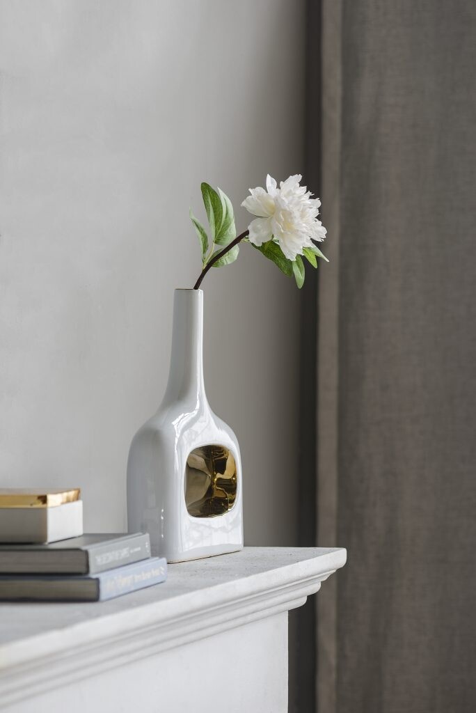 Ваза настольная узкая 34x30х8 см керамическая белая 8856 - изображение 10