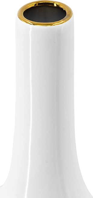 Ваза настольная узкая 34x30х8 см керамическая белая 8856 - изображение 5