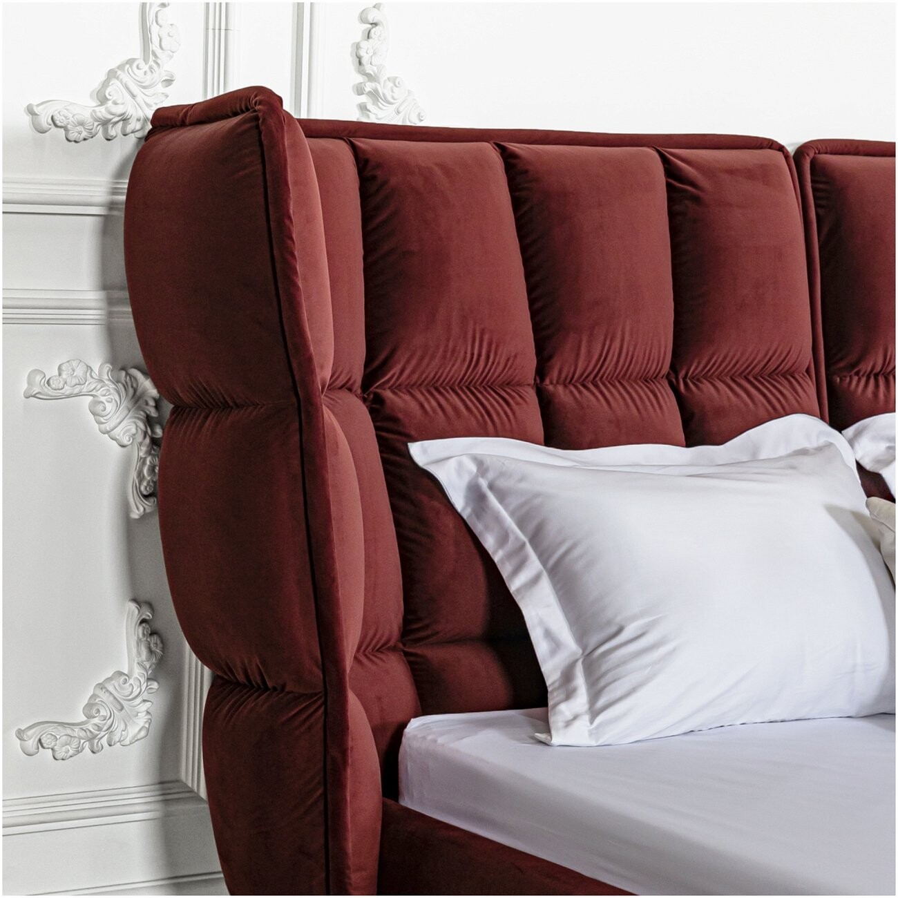 Кровать двуспальная бордовая 180х200 Husk2 - изображение 3