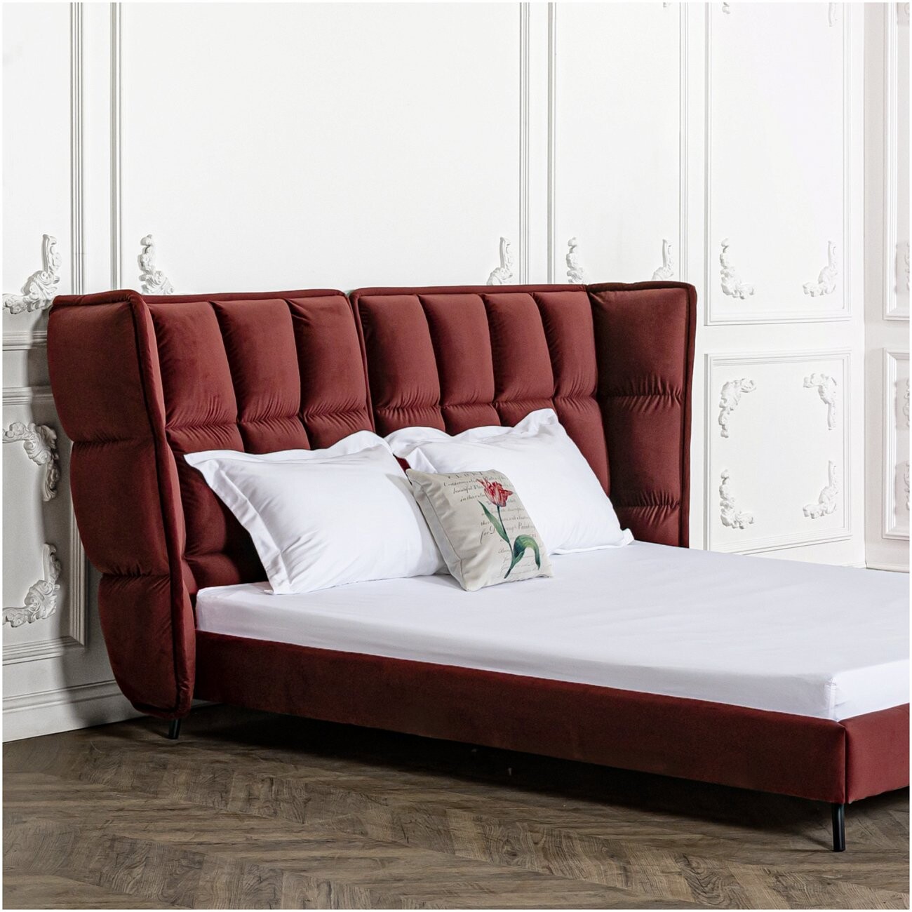 Кровать двуспальная бордовая 180х200 Husk2 - изображение 4