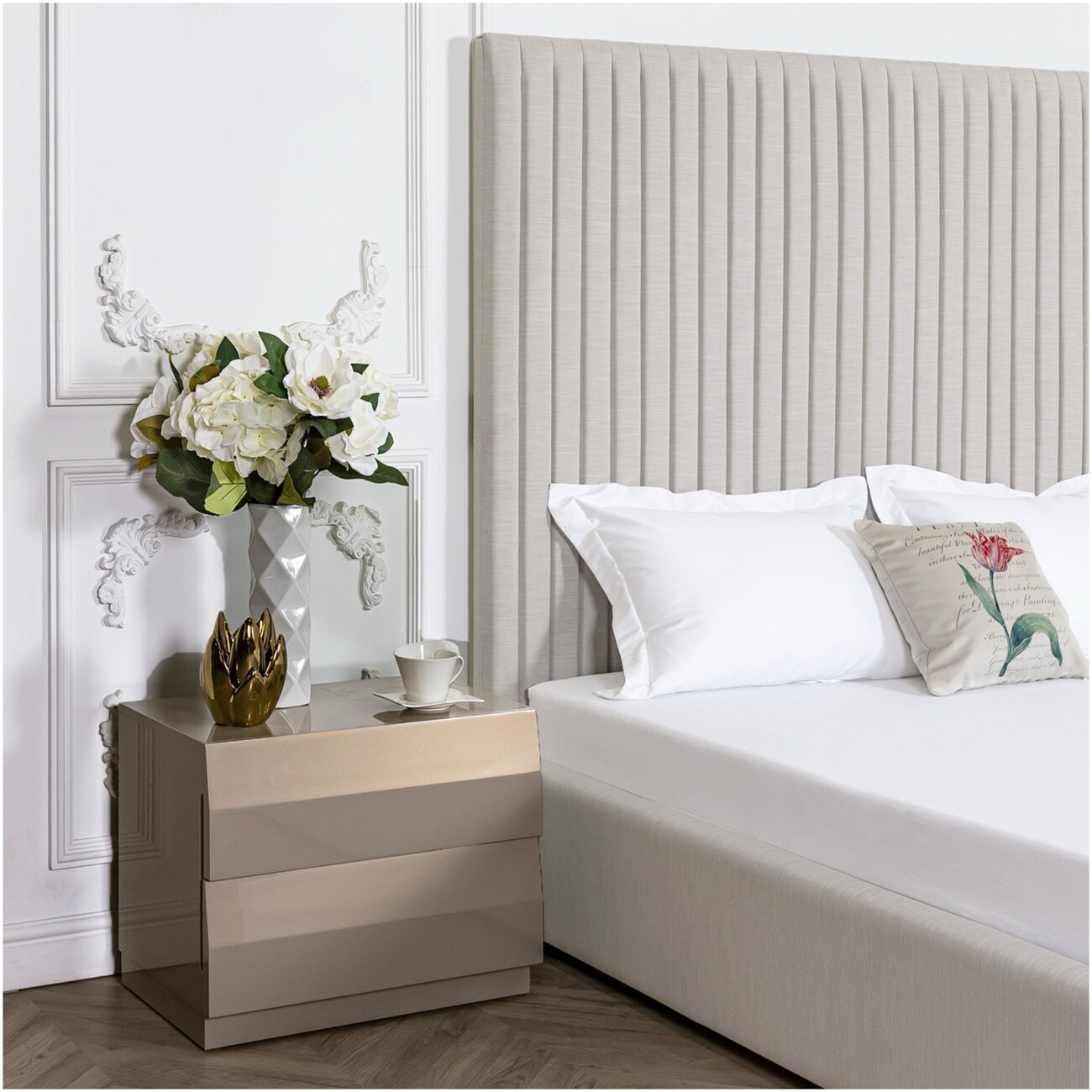 Кровать двуспальная 160х200 бежевая Mora - изображение 3