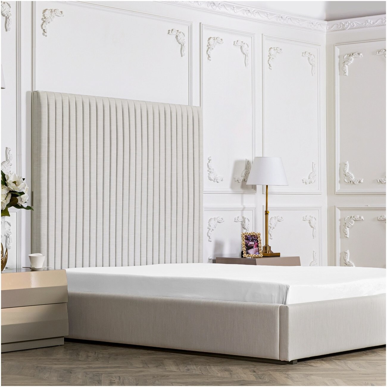 Кровать двуспальная 160х200 бежевая Mora - изображение 4