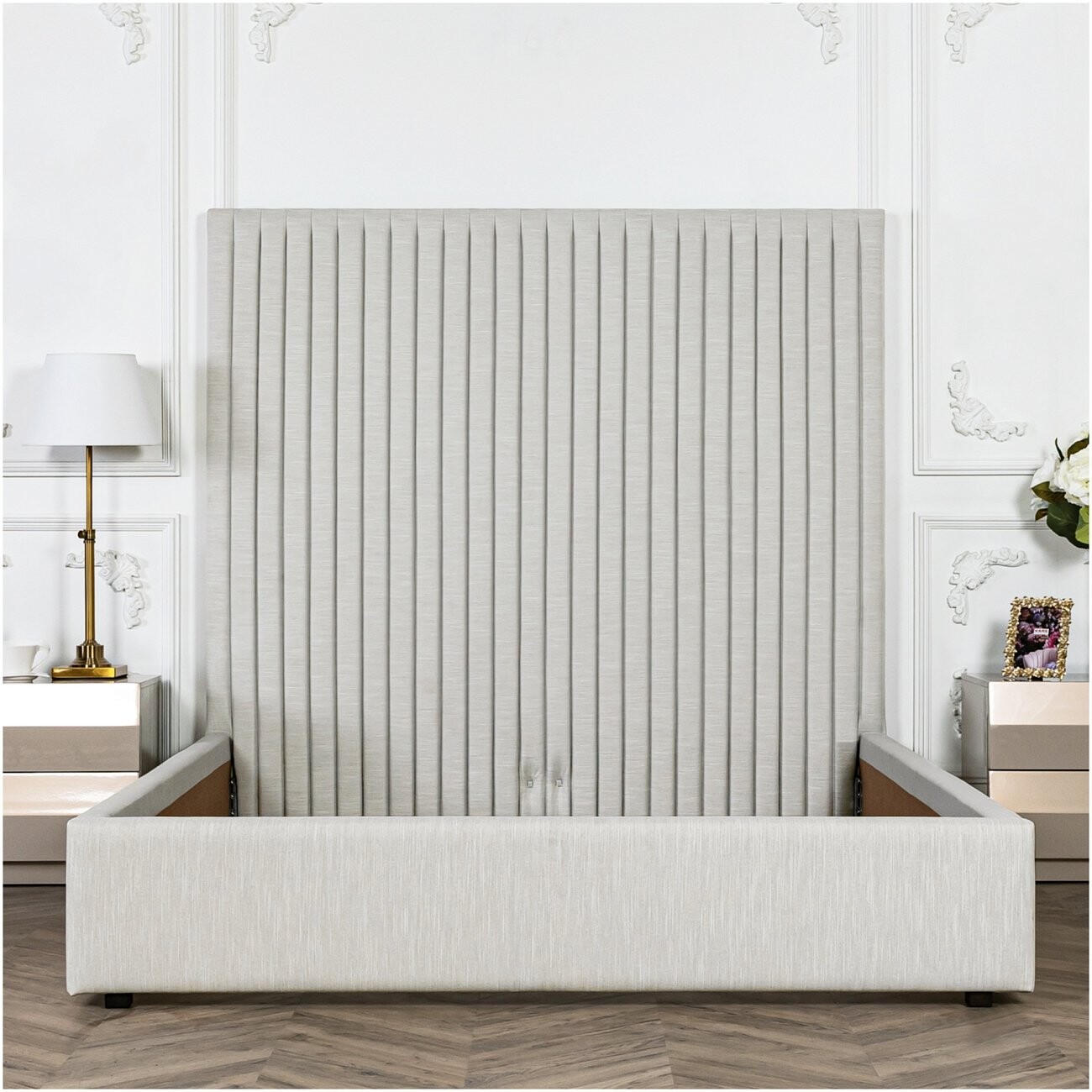 Кровать двуспальная 160х200 бежевая Mora - изображение 5