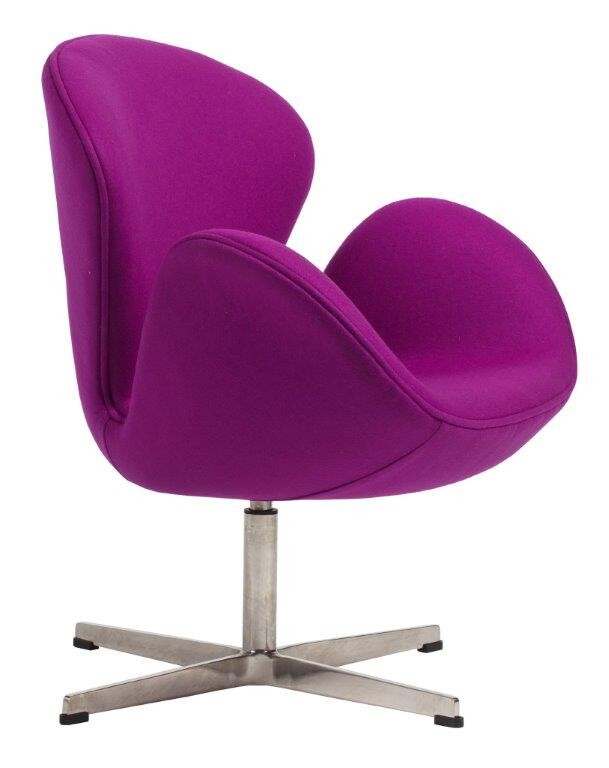 Кресло дизайнерское лиловое, кашемир Swan Chair - изображение 2