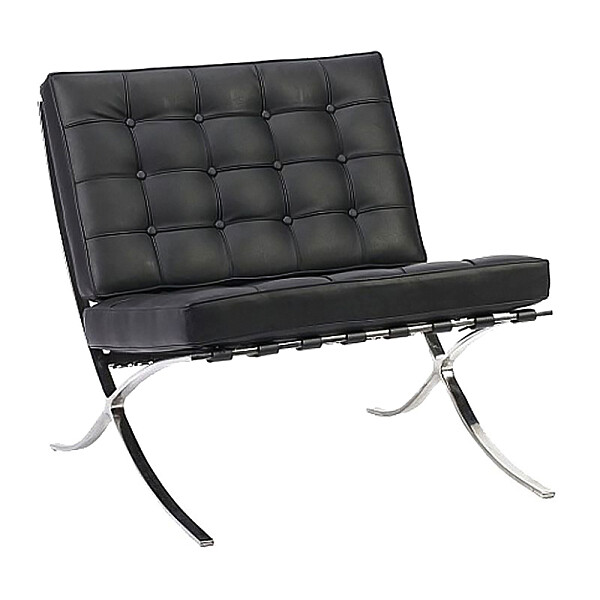 Кресло кожаное с металлическими ножами графит Barcelona Chair - изображение 1