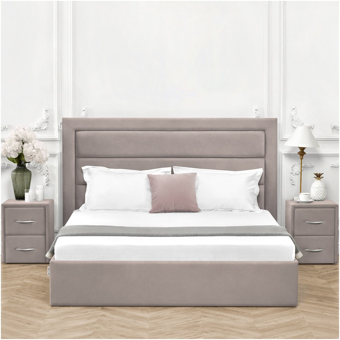 Кровать полутораспальная с подъемным механизмом и ящиком для белья 140х200 мокко Luna - изображение 5