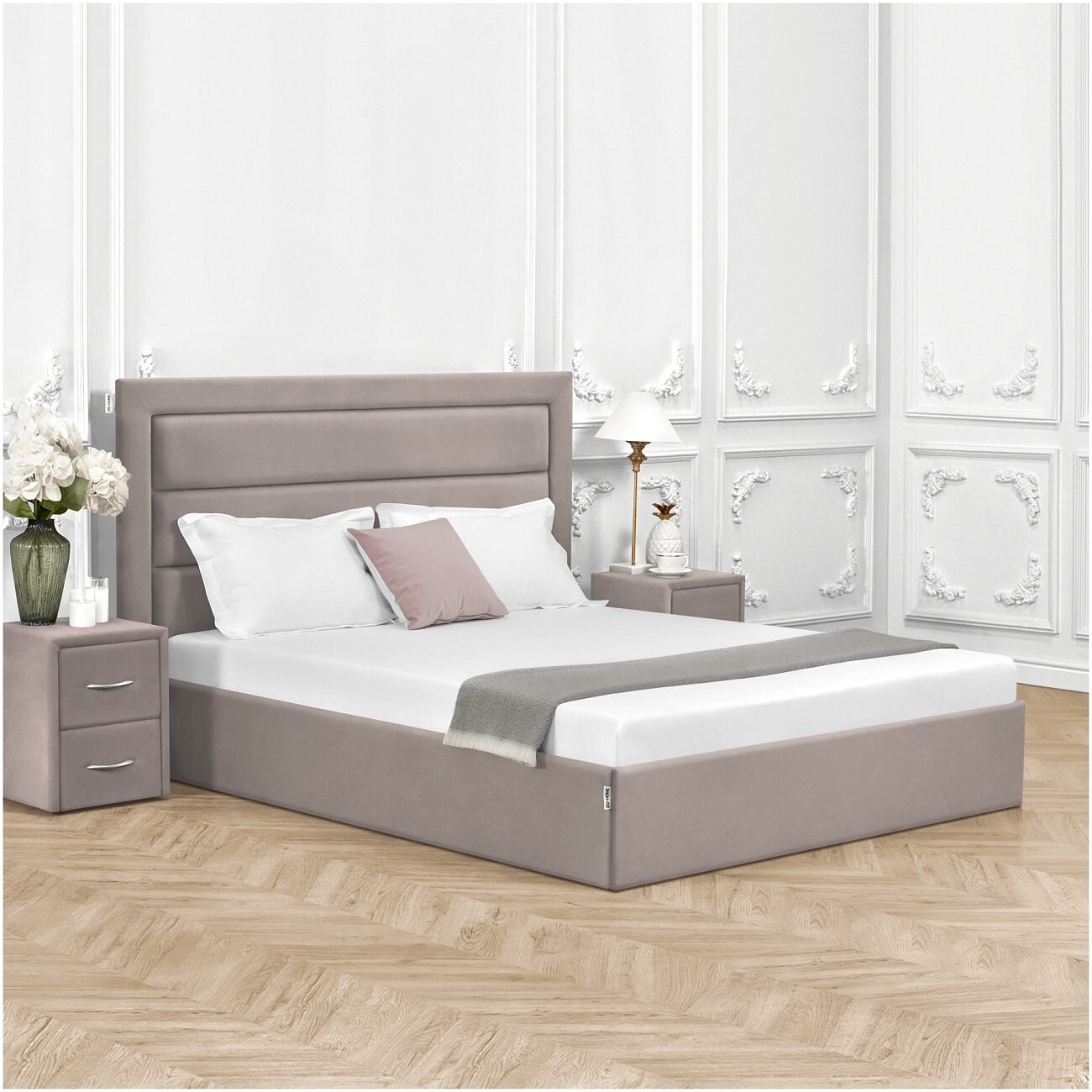 Кровать полутораспальная с подъемным механизмом и ящиком для белья 120х200 мокко Luna - изображение 6