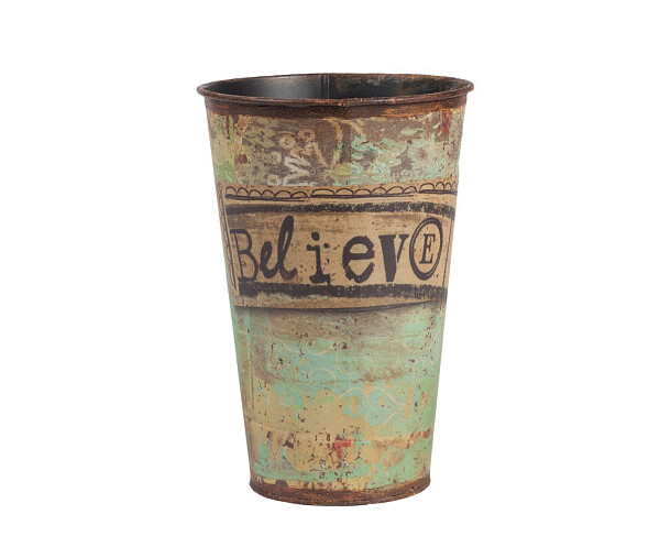 Кашпо декоративное бежевое металлическое Believe - изображение 1