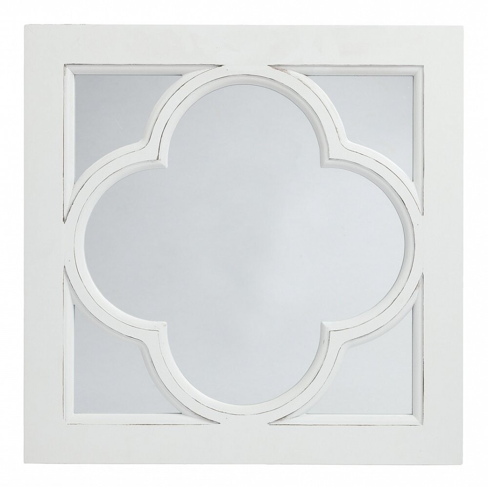 Зеркало белое квадратное с декором "Клевер" Clover