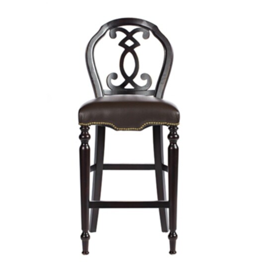 Барный стул с резной спинкой кожаный Polonso - изображение 2