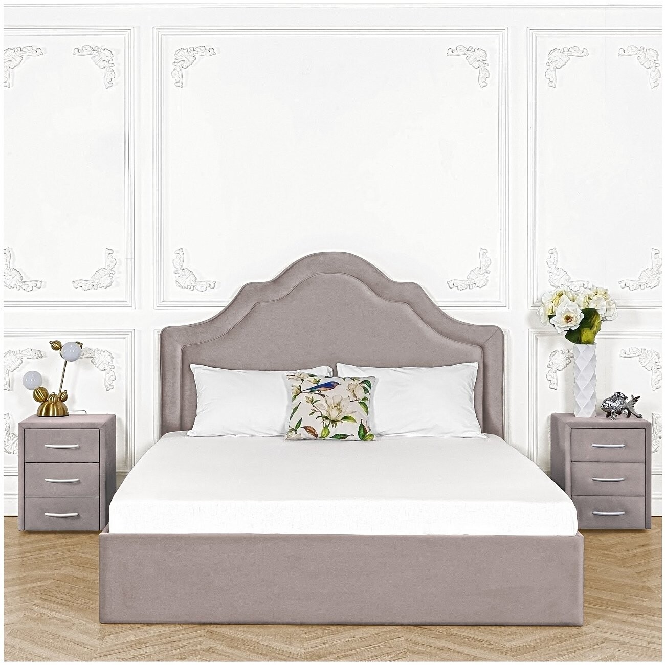 Кровать полутораспальная с подъемным механизмом и ящиком для белья 140х200 мокко Одри - изображение 5