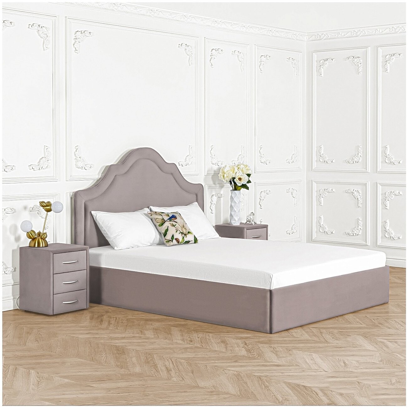 Кровать полутораспальная с подъемным механизмом и ящиком для белья 140х200 мокко Одри - изображение 6