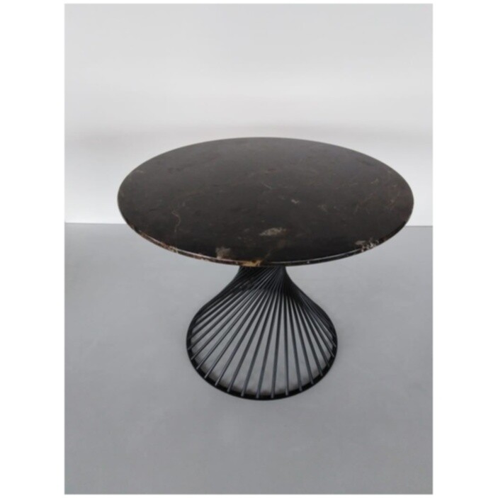 Стол обеденный круглый 130 см шпон дерева черный мрамор Батлер - изображение 3