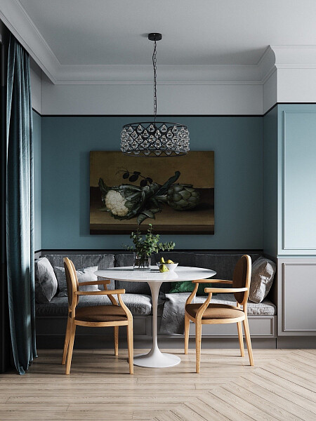 Стол обеденный круглый 80 см шпон ореха белый мрамор Тулип - изображение 1