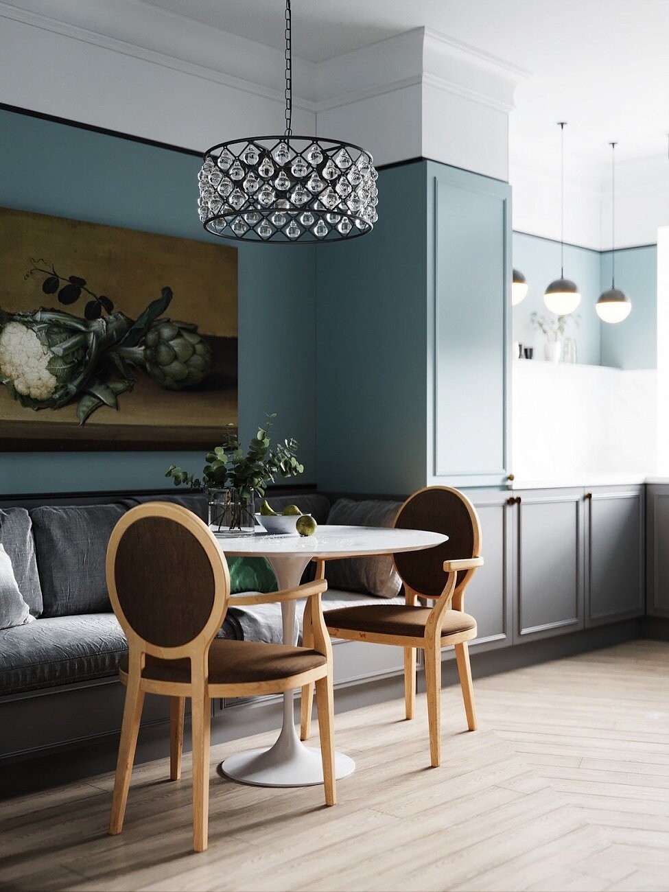 Стол обеденный круглый 80 см HPL белый мрамор Тулип - изображение 3