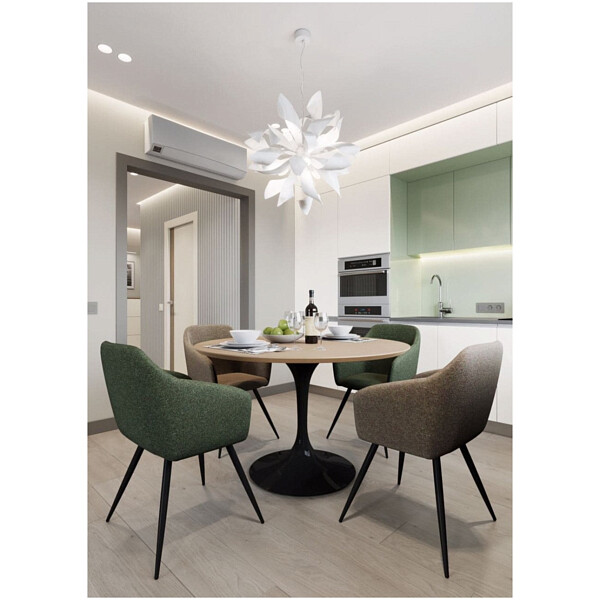 Стол обеденный круглый 100 см HPL бежевый, черный Тулип - изображение 1