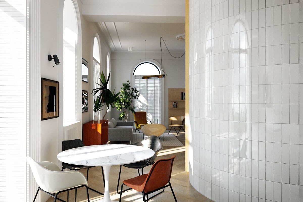 Стол обеденный круглый 80 см керамика белый мрамор Тулип - изображение 2